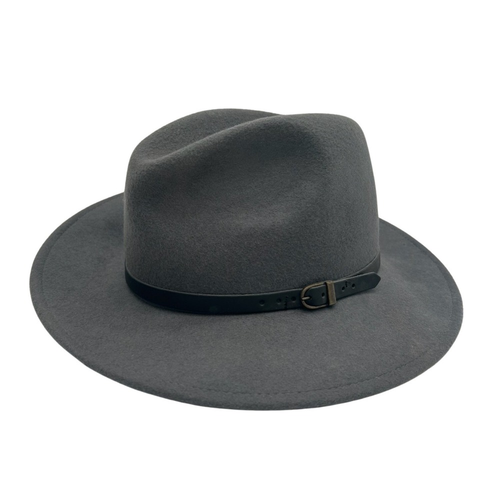Gelso Bianco Italy Fedora Hat Women's One Size Gray Wool Felt Wide Brim